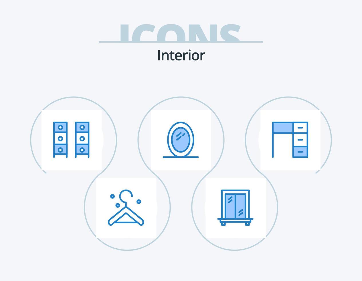 Interior Blue Icon Pack 5 Icon Design. . office. wardrobe. interior. desk vector