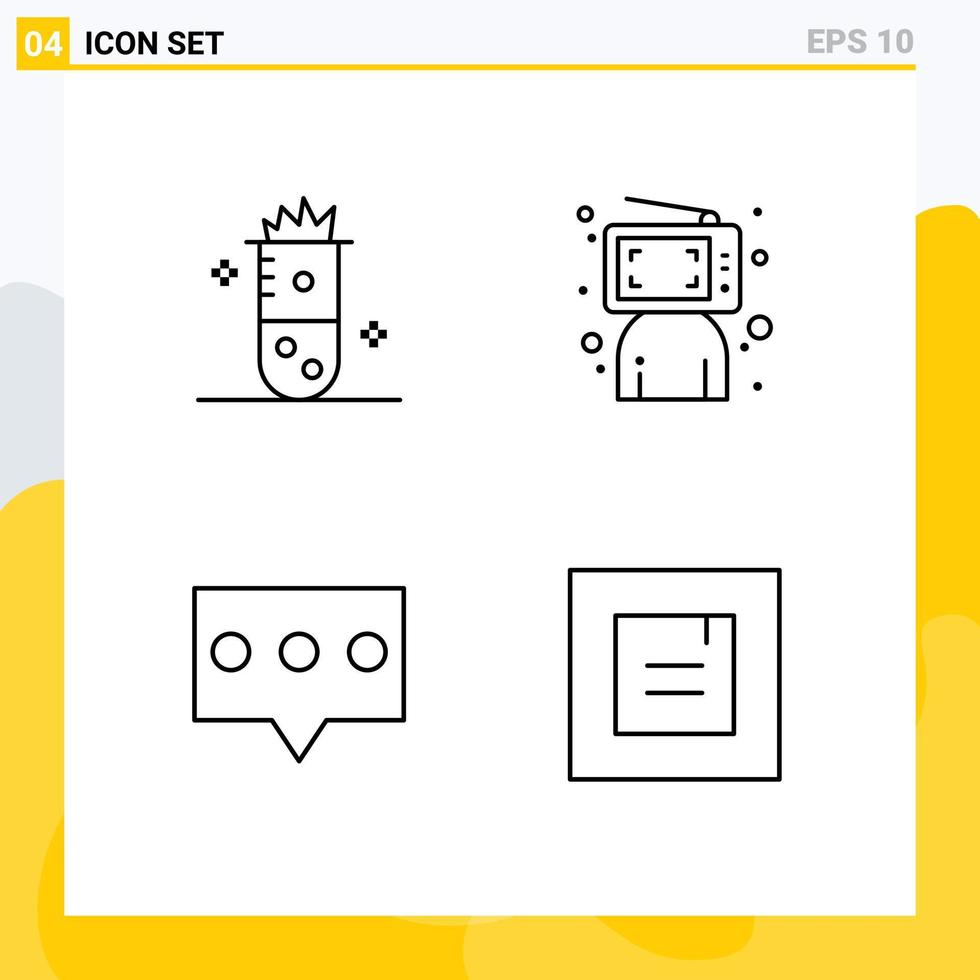 Modern Set of 4 Filledline Flat Colors and symbols such as alcoholic fermentation person nuclear fission click comment Editable Vector Design Elements