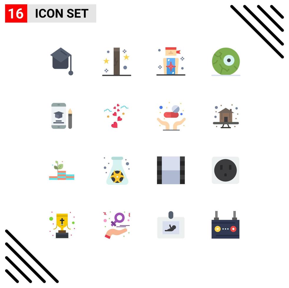 conjunto de 16 iconos de interfaz de usuario modernos signos de símbolos para cap night magic moon target paquete editable de elementos de diseño de vectores creativos