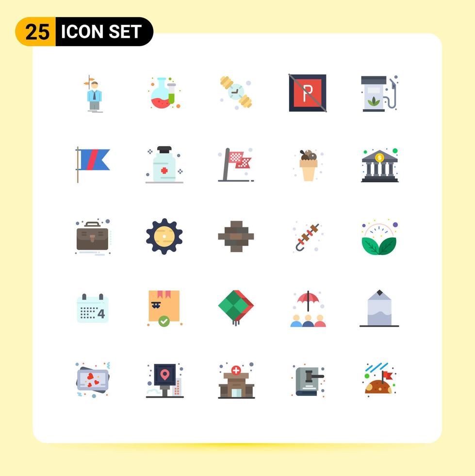 25 Flat Color concept for Websites Mobile and Apps diesel not clock parking no Editable Vector Design Elements