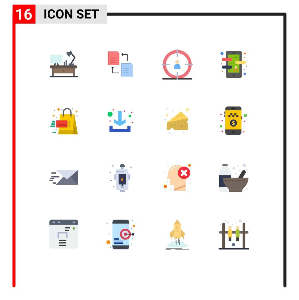 paquete de color plano de 16 símbolos universales de aplicación de lenguaje de promoción paquete editable de chat de idioma seo de elementos creativos de diseño de vectores