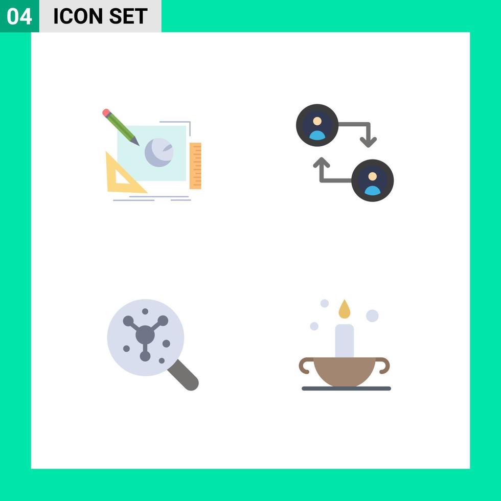 4 Flat Icon concept for Websites Mobile and Apps logo atom idea change science Editable Vector Design Elements