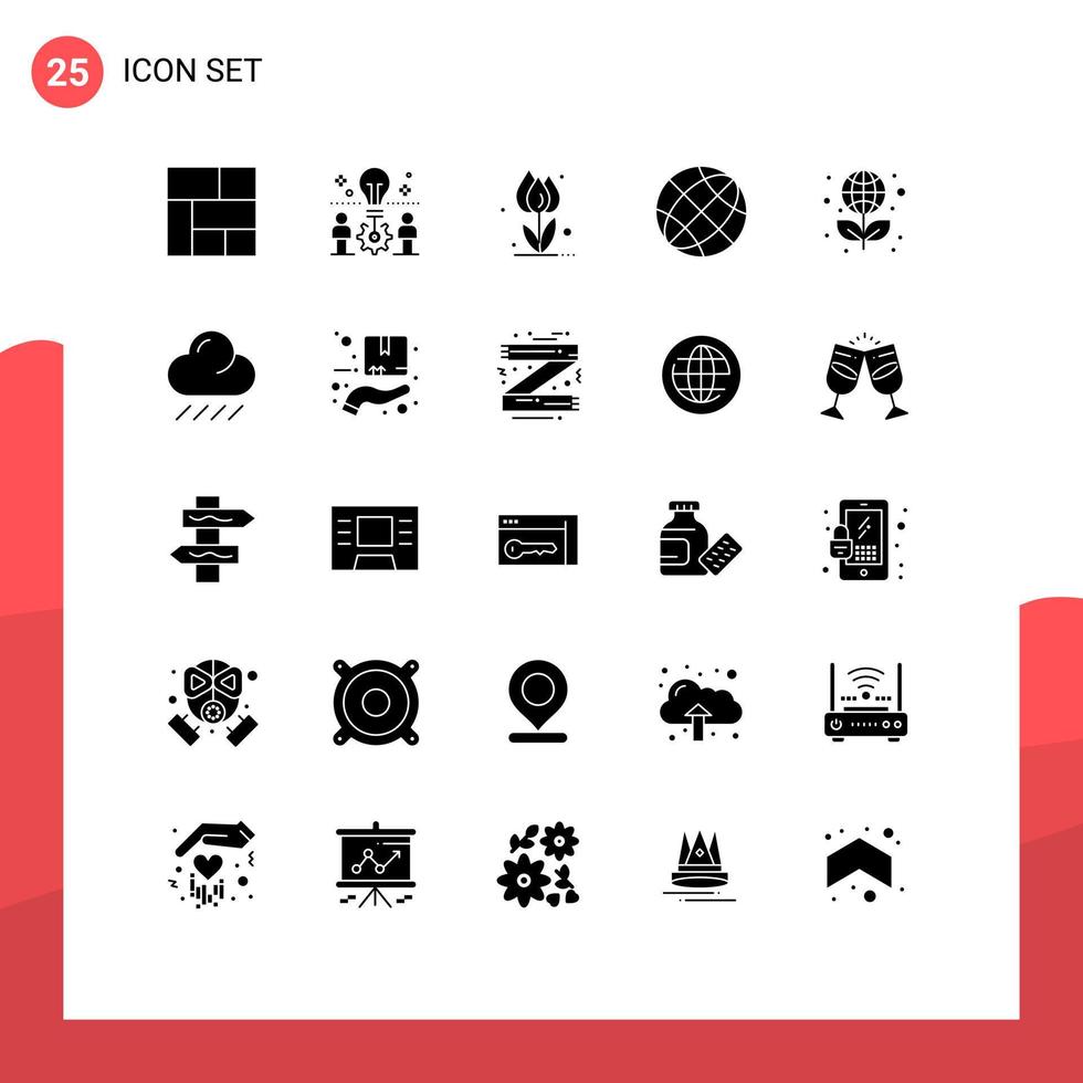 25 Creative Icons Modern Signs and Symbols of globe contact us flora contact rose Editable Vector Design Elements