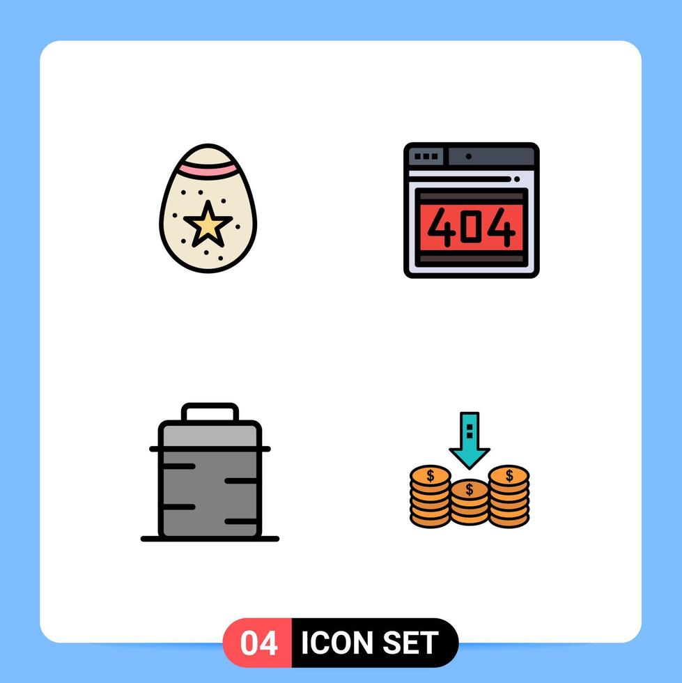 Modern Set of 4 Filledline Flat Colors Pictograph of bird food egg webpage giving Editable Vector Design Elements