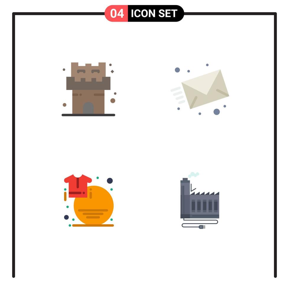 Modern Set of 4 Flat Icons and symbols such as beach fashion email web shirt Editable Vector Design Elements