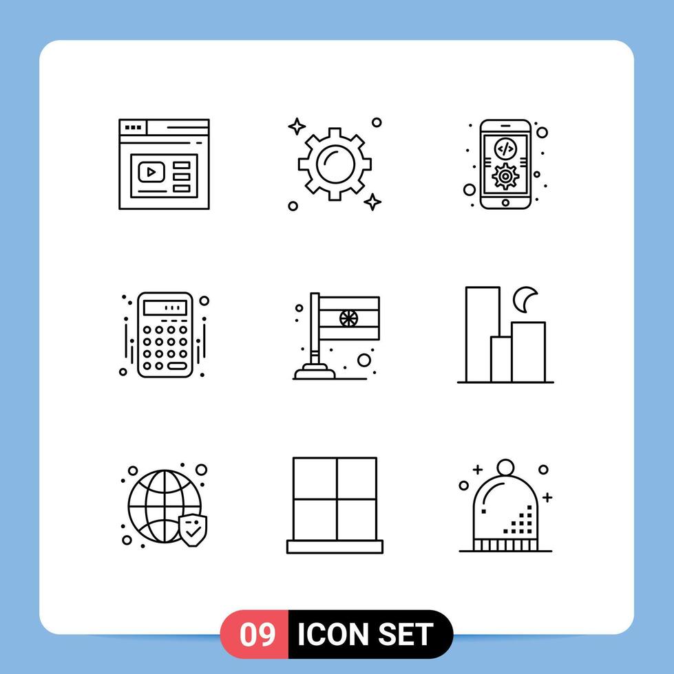 paquete de iconos de vector de stock de 9 signos y símbolos de línea para cuentas comerciales de banca de país elementos de diseño de vector editables móviles