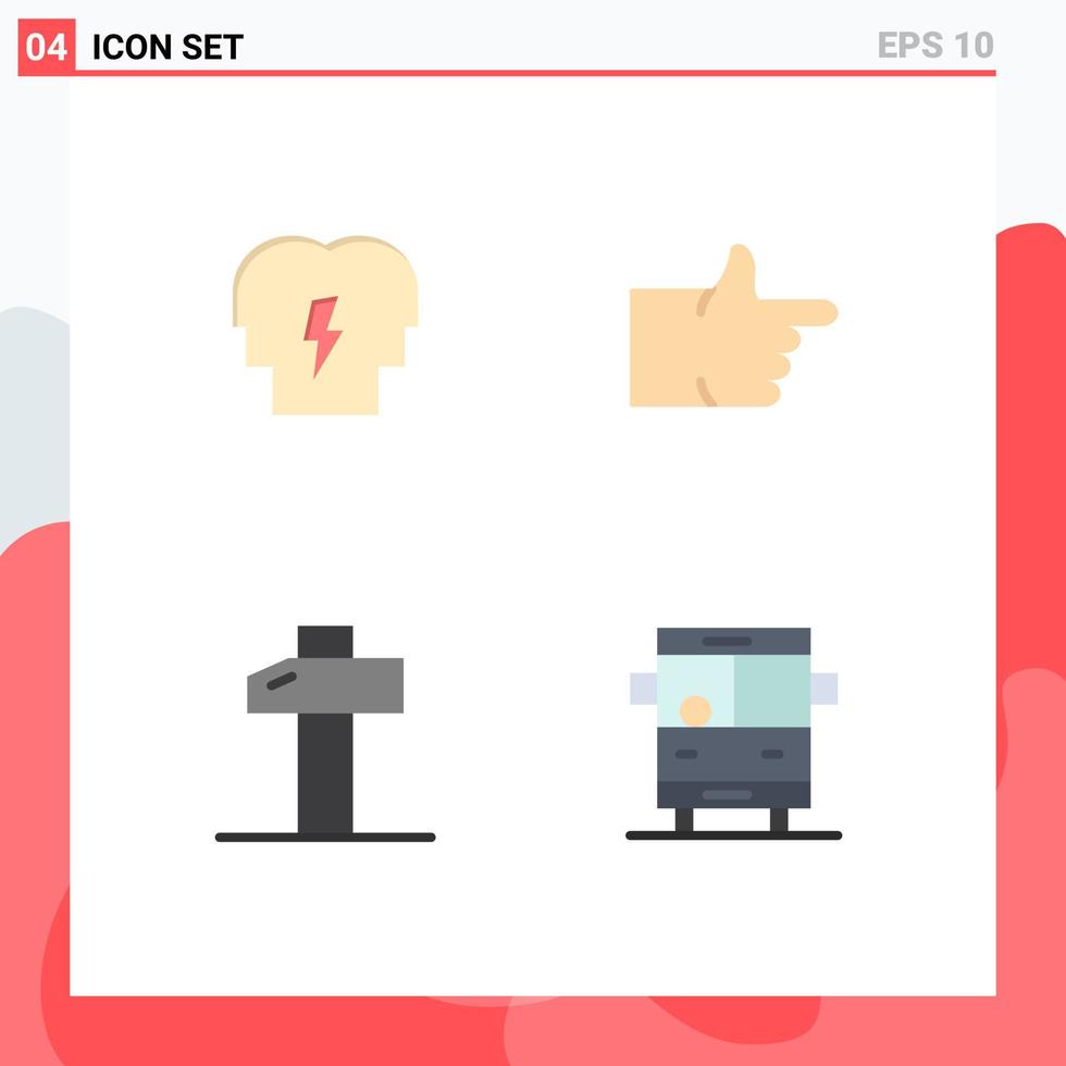Editable Vector Line Pack of 4 Simple Flat Icons of conflict tools mind vote education Editable Vector Design Elements