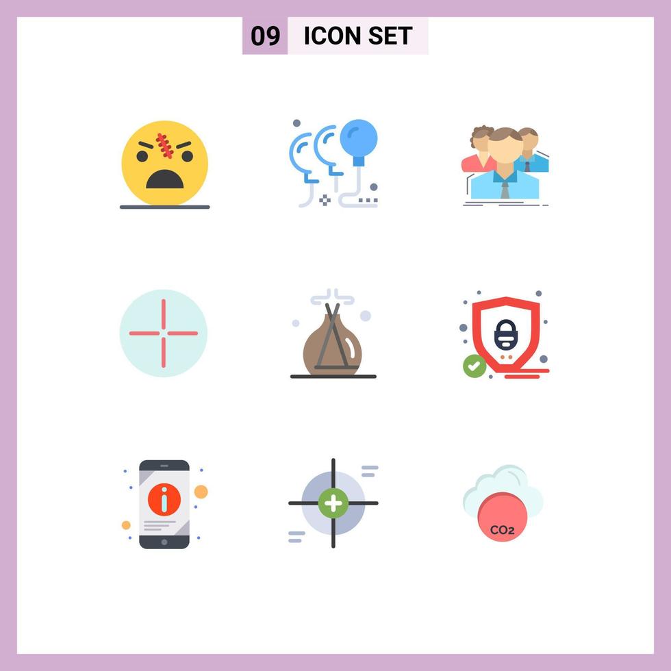 9 Creative Icons Modern Signs and Symbols of incense beliefs party ancient team Editable Vector Design Elements