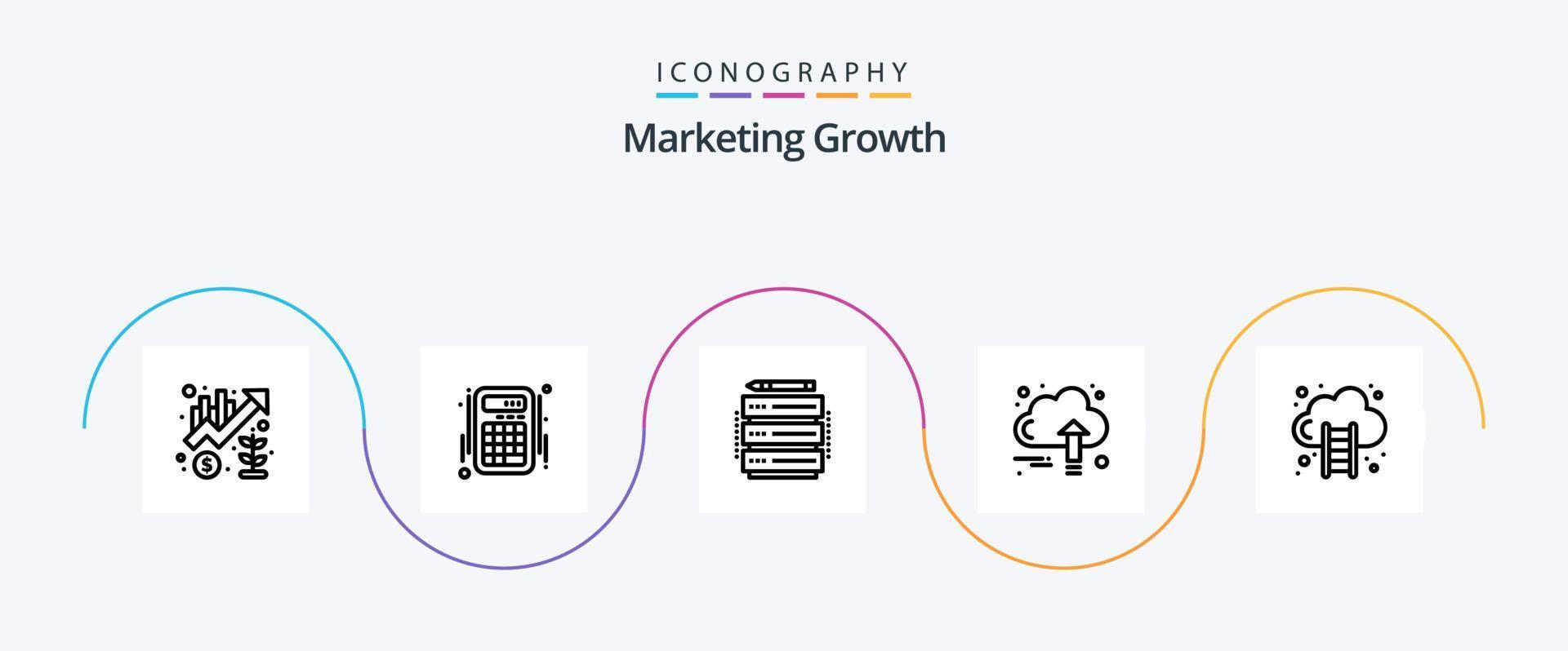 Marketing Growth Line 5 Icon Pack Including cloud. finance. accounts. business. server vector