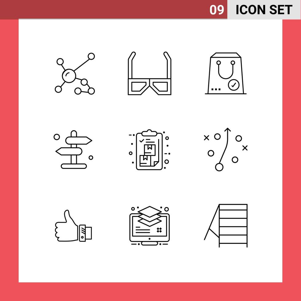 User Interface Pack of 9 Basic Outlines of navigation board tv yes e Editable Vector Design Elements