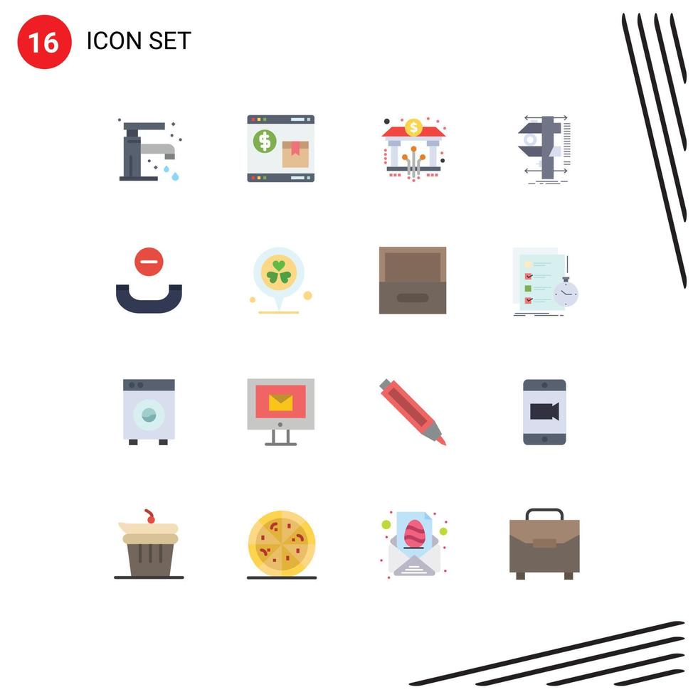 16 Thematic Vector Flat Colors and Editable Symbols of measurement calipers web caliper digital Editable Pack of Creative Vector Design Elements