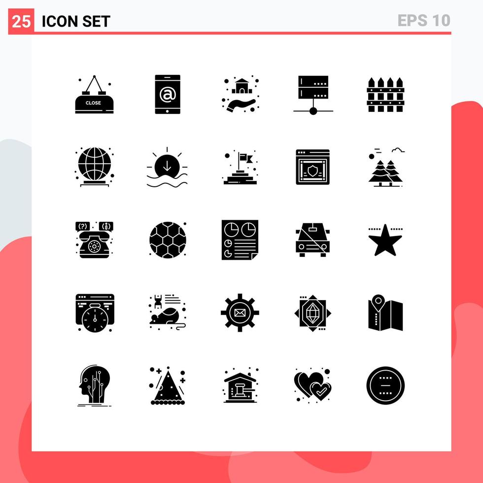25 Solid Glyph concept for Websites Mobile and Apps farming signal real server data Editable Vector Design Elements