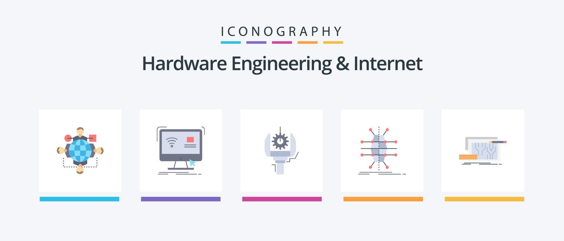 Hardware Engineering And Internet Flat 5 Icon Pack Including infrastructure. distribution. remote. robotics. machine. Creative Icons Design vector