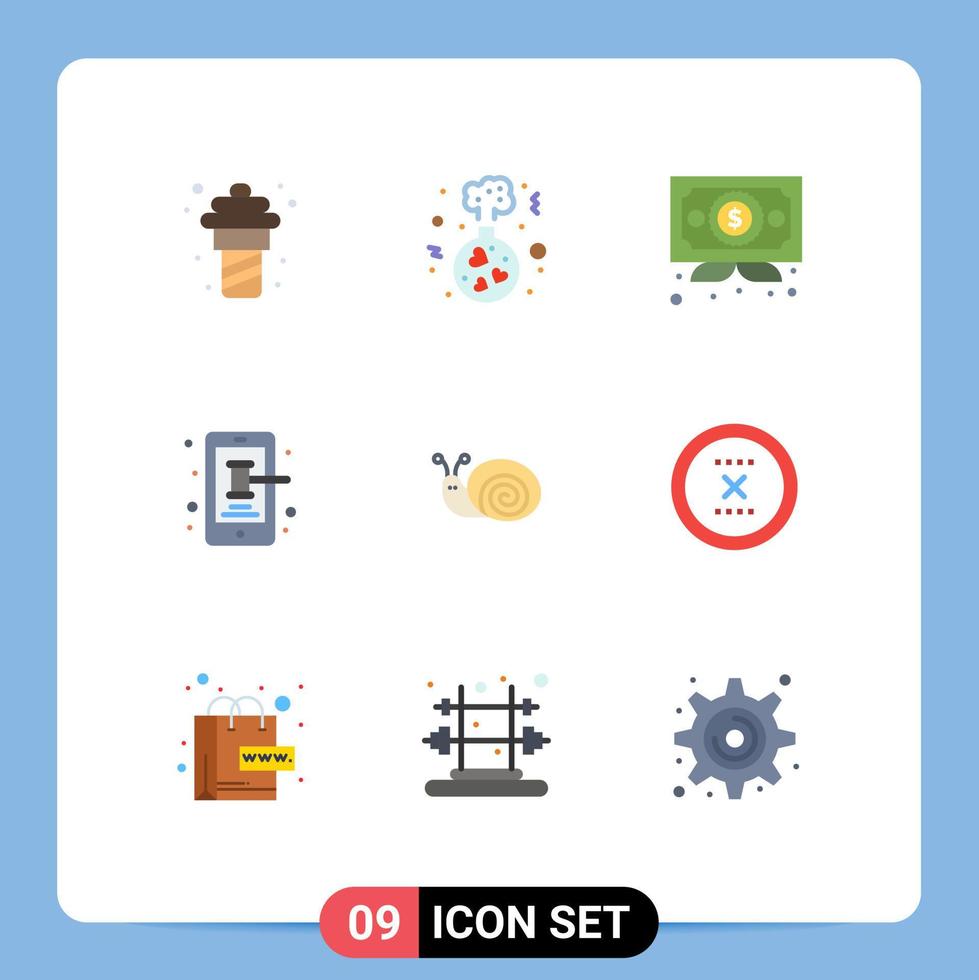 9 User Interface Flat Color Pack of modern Signs and Symbols of easter trade business smartphone mobile Editable Vector Design Elements
