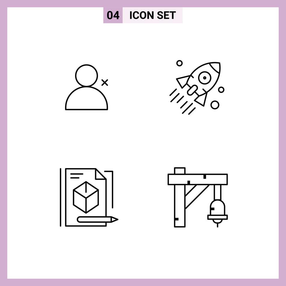 Pictogram Set of 4 Simple Filledline Flat Colors of discover people box launch startup technology Editable Vector Design Elements