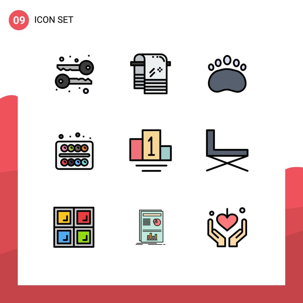 9 iconos creativos signos y símbolos modernos de muebles deportivos embragues podio escuela elementos de diseño vectorial editables vector
