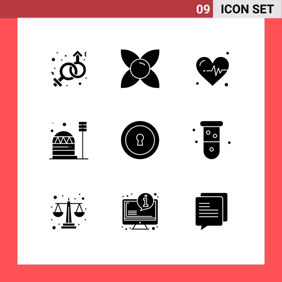 Stock Vector Icon Pack of 9 Line Signs and Symbols for private habitation medical dome colony Editable Vector Design Elements