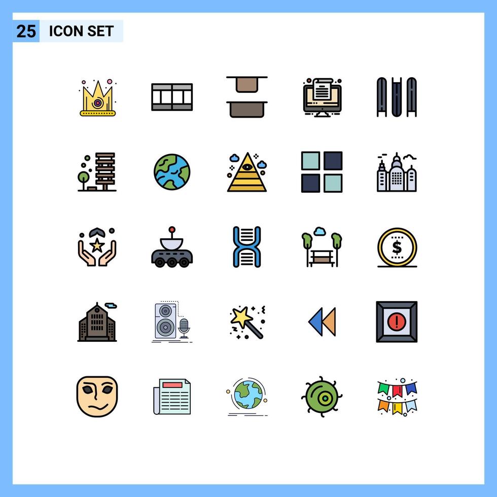 25 User Interface Filled line Flat Color Pack of modern Signs and Symbols of architecture files up education office Editable Vector Design Elements