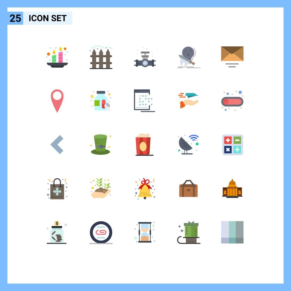 25 Universal Flat Colors Set for Web and Mobile Applications mail kill gauge game death Editable Vector Design Elements