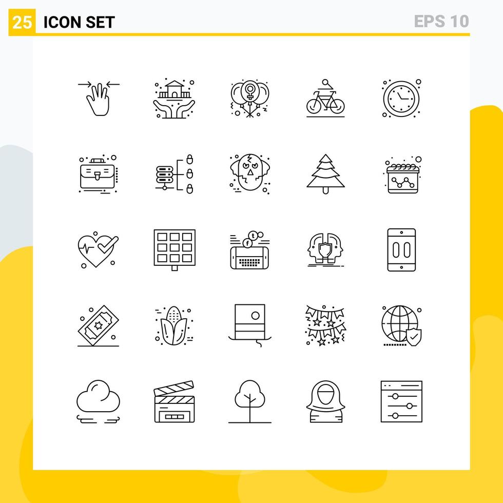 Modern Set of 25 Lines and symbols such as cycling bike balloon bicycle women Editable Vector Design Elements