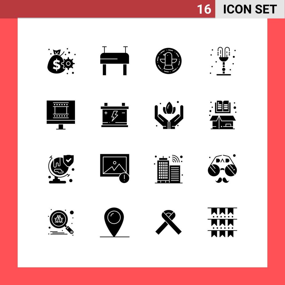 16 Creative Icons Modern Signs and Symbols of acumulator photo frame celebration digital photo frame romance Editable Vector Design Elements