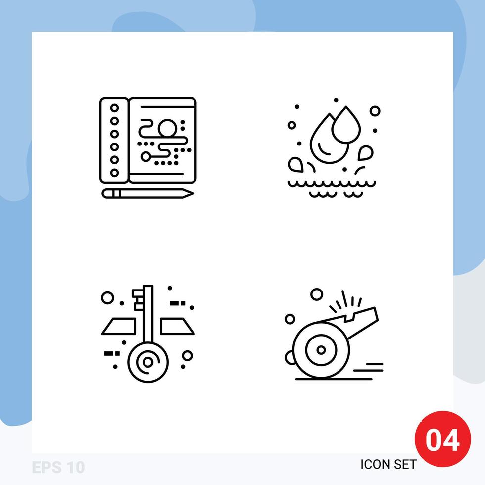 4 Universal Filledline Flat Colors Set for Web and Mobile Applications creative whistle drops architecture referee Editable Vector Design Elements
