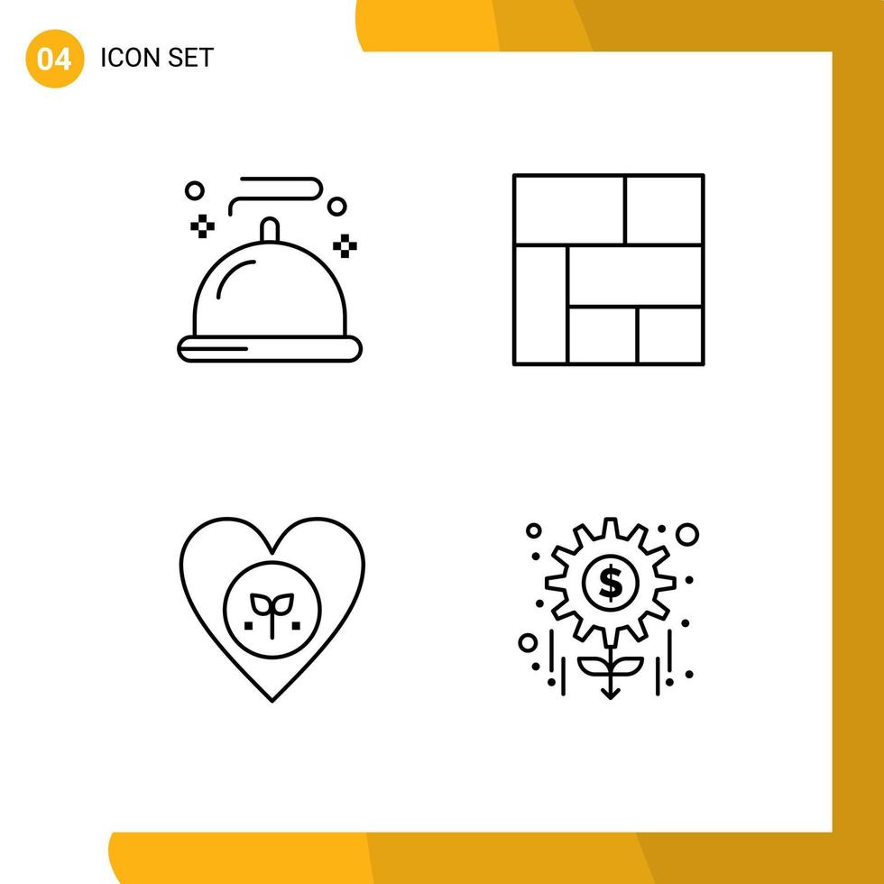 Modern Set of 4 Filledline Flat Colors and symbols such as food favorite service section like Editable Vector Design Elements