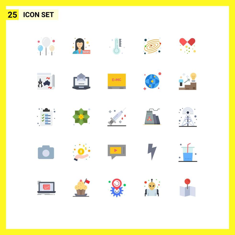 Mobile Interface Flat Color Set of 25 Pictograms of map medicines weather medical pills space Editable Vector Design Elements