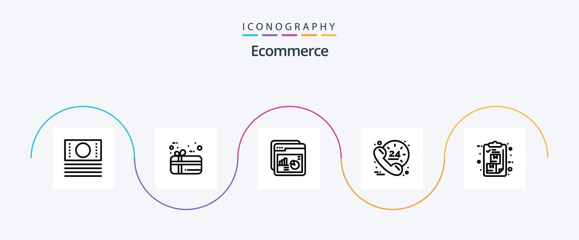 Ecommerce Line 5 Icon Pack Including delivery. box. rate. support. call vector