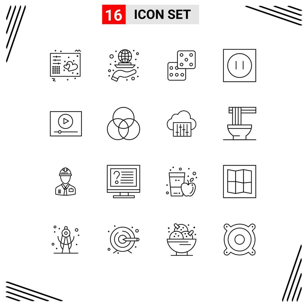 16 Thematic Vector Outlines and Editable Symbols of video modern marketing electronic gambling Editable Vector Design Elements