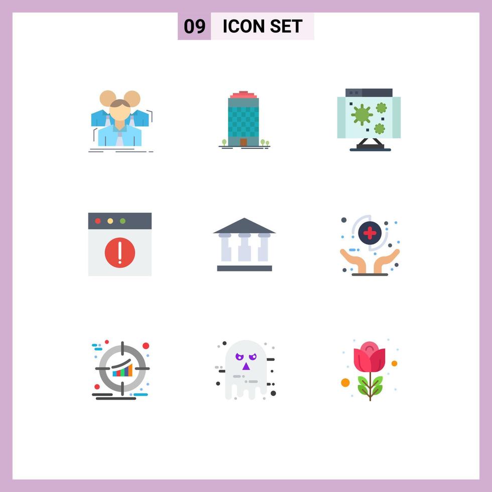 Flat Color Pack of 9 Universal Symbols of building mac space app virus Editable Vector Design Elements