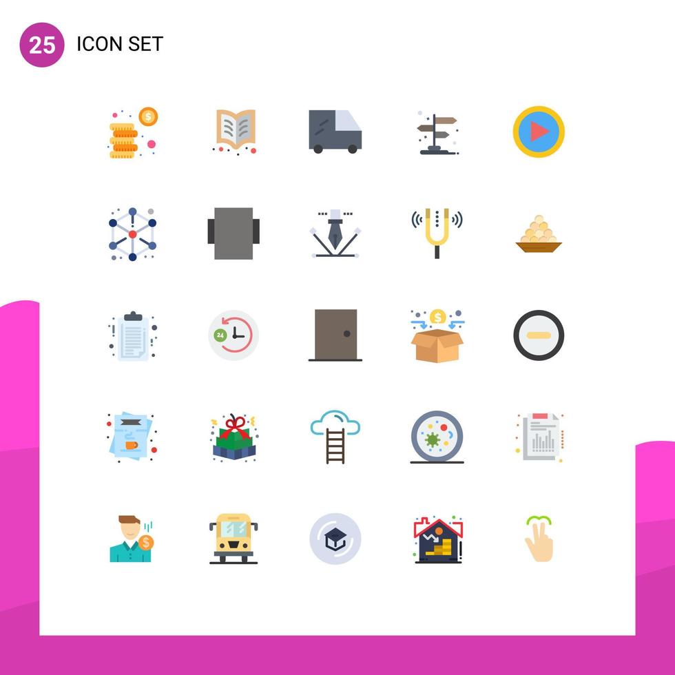 Universal Icon Symbols Group of 25 Modern Flat Colors of user interface van video location Editable Vector Design Elements