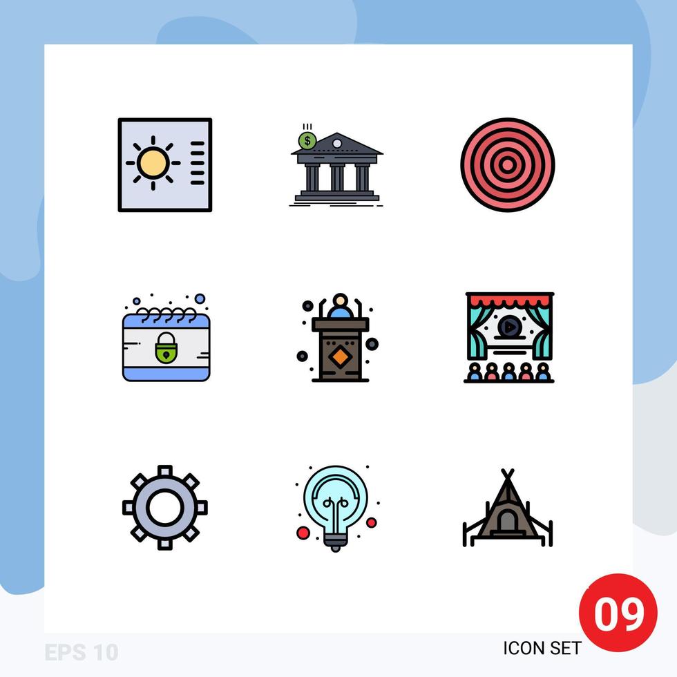 Set of 9 Modern UI Icons Symbols Signs for dais internet board cyber calendar Editable Vector Design Elements