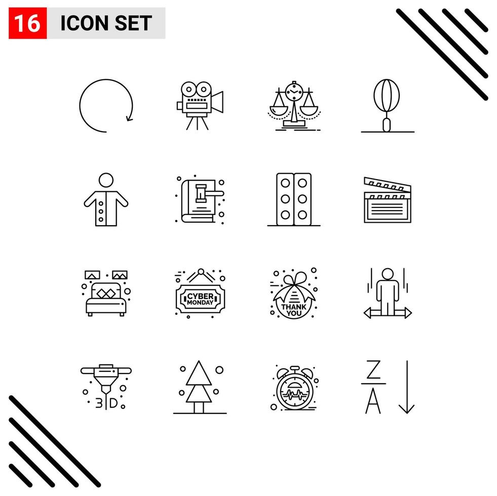 Pictogram Set of 16 Simple Outlines of pastor kitchen management food drink Editable Vector Design Elements