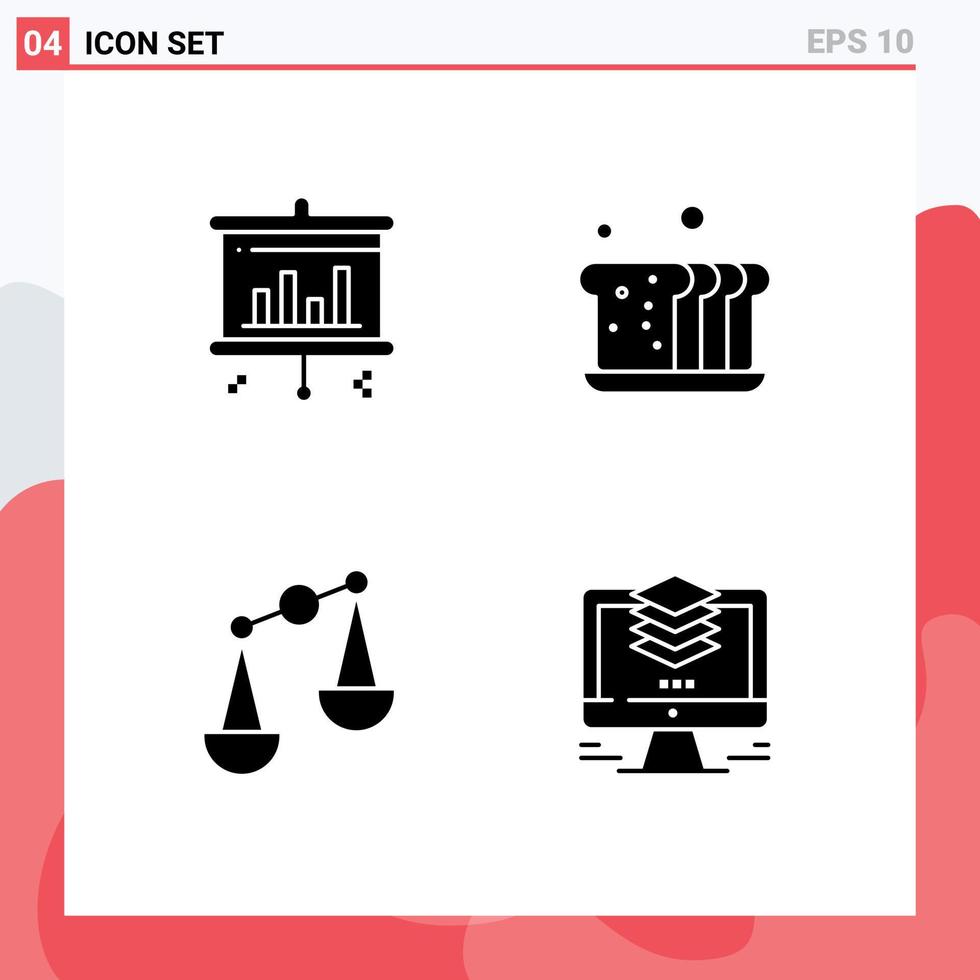 Universal Icon Symbols Group of Modern Solid Glyphs of bar justice bakery food layers Editable Vector Design Elements