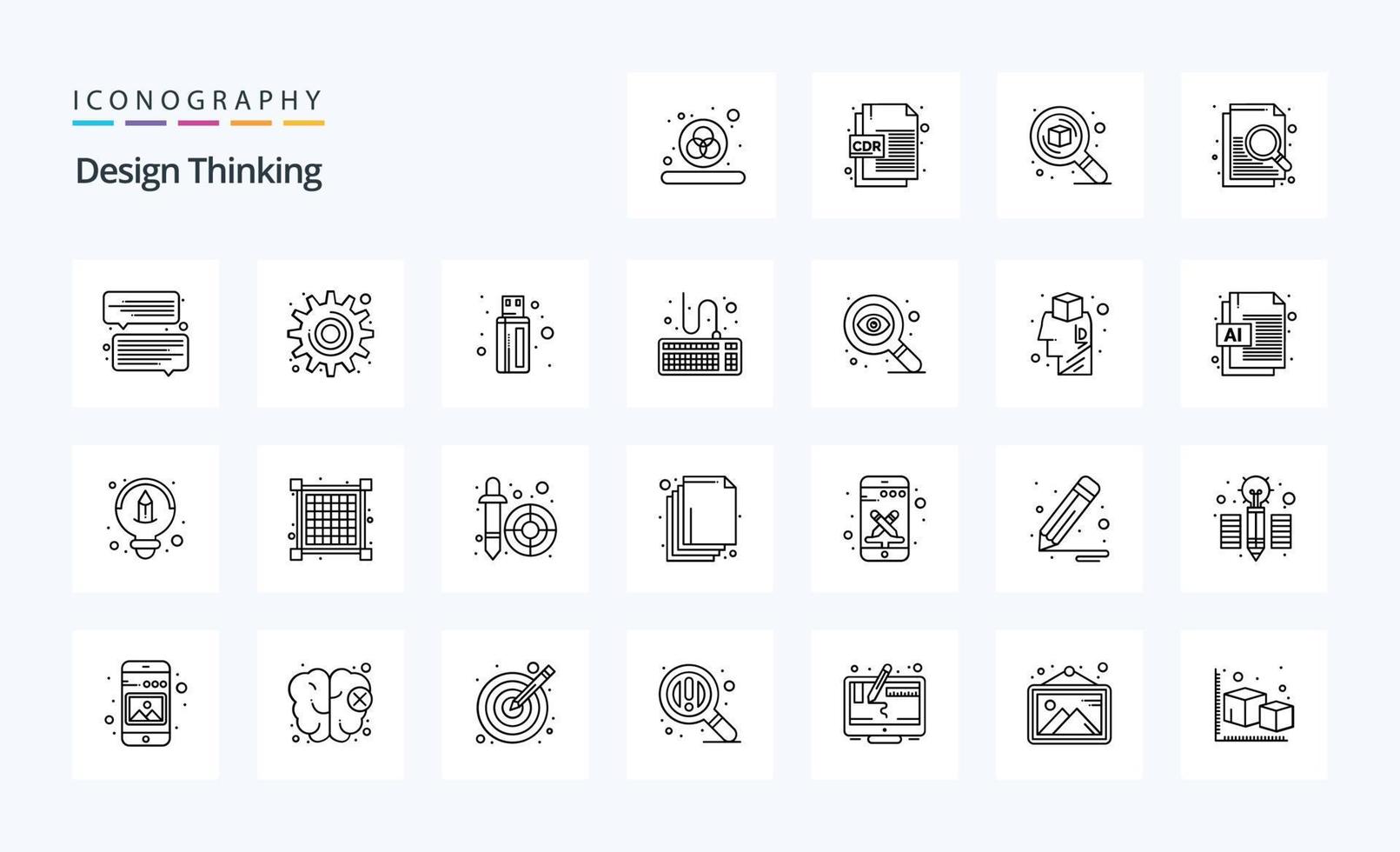 25 Design Thinking Line icon pack vector