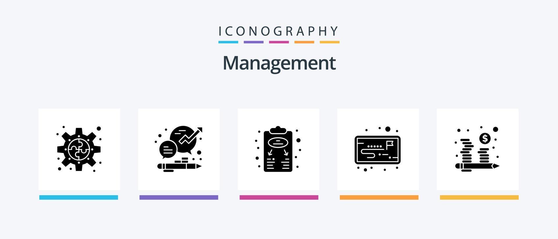 Management Glyph 5 Icon Pack Including workflow. project. management. scheme. plan. Creative Icons Design vector