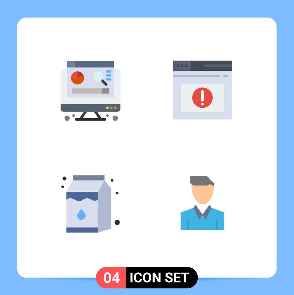 Universal Icon Symbols Group of 4 Modern Flat Icons of computer pak page website human Editable Vector Design Elements