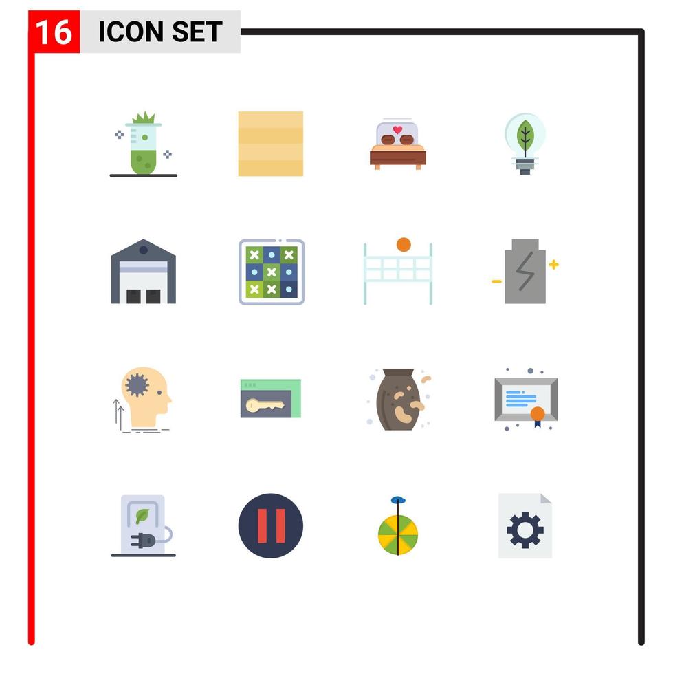 Modern Set of 16 Flat Colors and symbols such as shipping delivery love bulb of Editable Pack of Creative Vector Design Elements