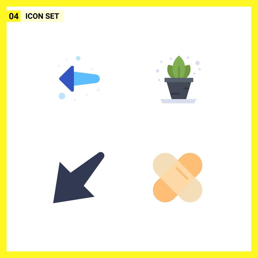 Set of 4 Vector Flat Icons on Grid for arrow patch home arrow 5 Editable Vector Design Elements