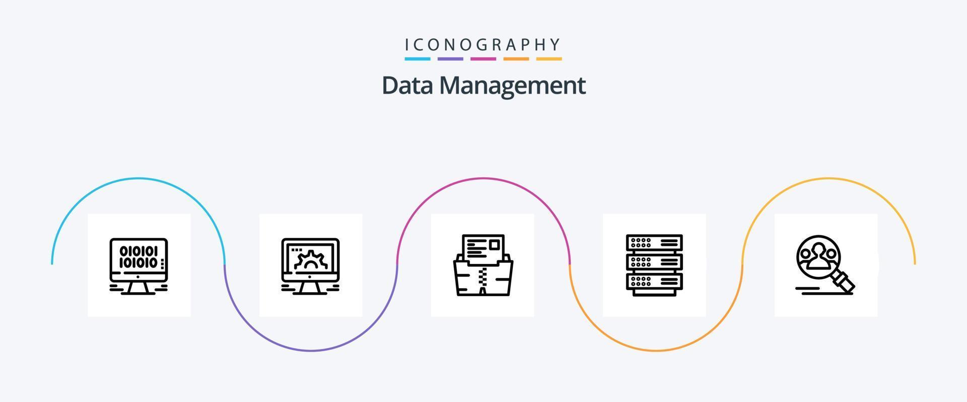 Data Management Line 5 Icon Pack Including . file . settings . document . zip vector
