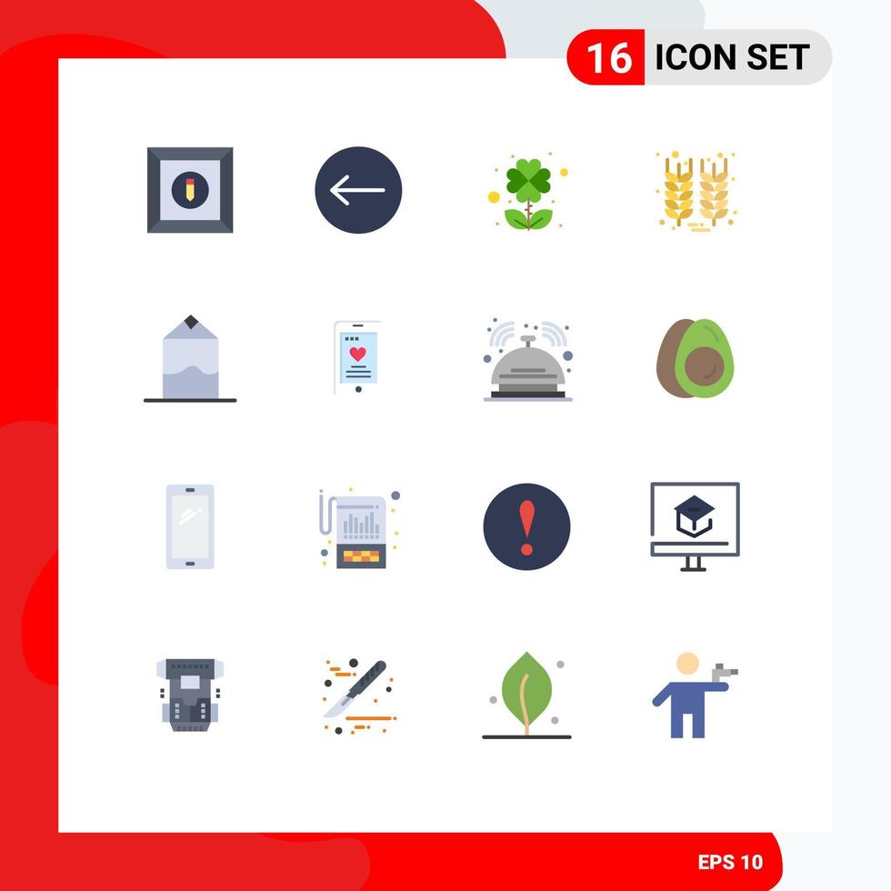 Universal Icon Symbols Group of 16 Modern Flat Colors of love pack leaf milk wheat Editable Pack of Creative Vector Design Elements