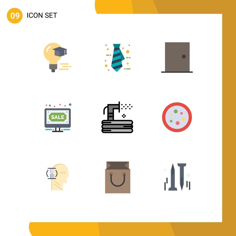 Stock Vector Icon Pack of 9 Line Signs and Symbols for flush online door internet auction Editable Vector Design Elements