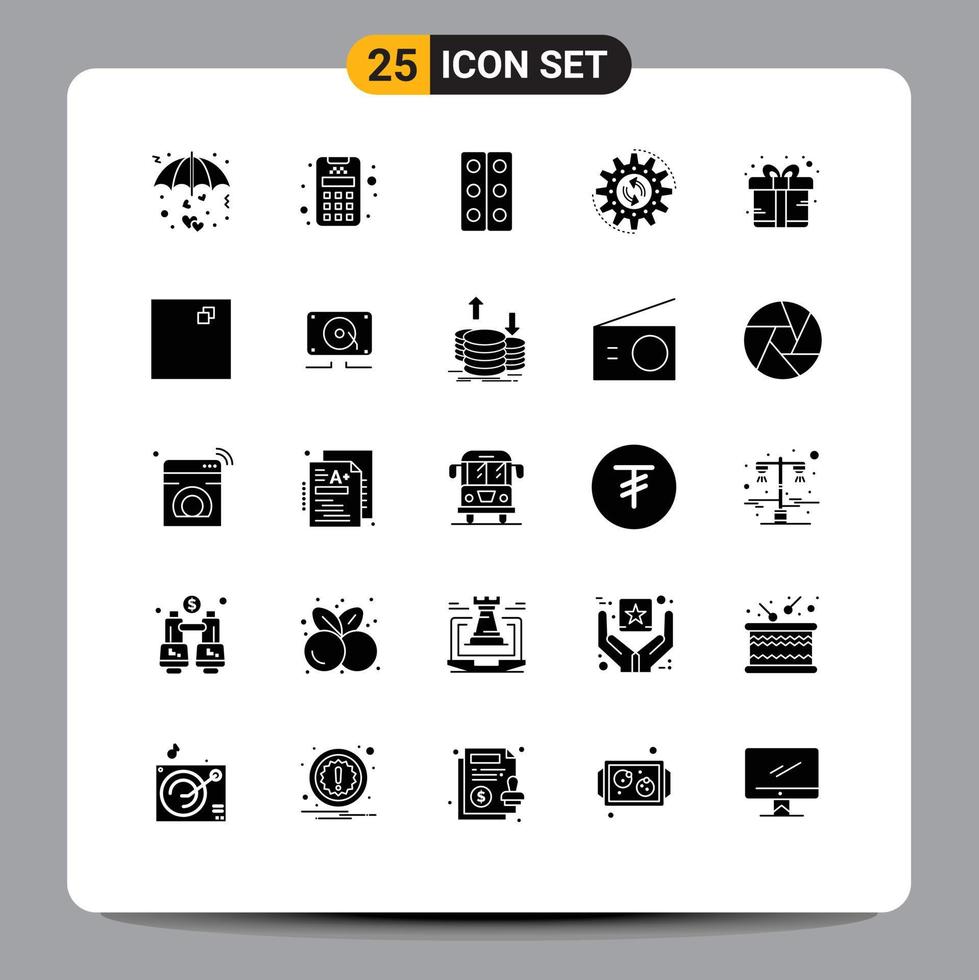 Solid Glyph Pack of 25 Universal Symbols of box task biology production management Editable Vector Design Elements