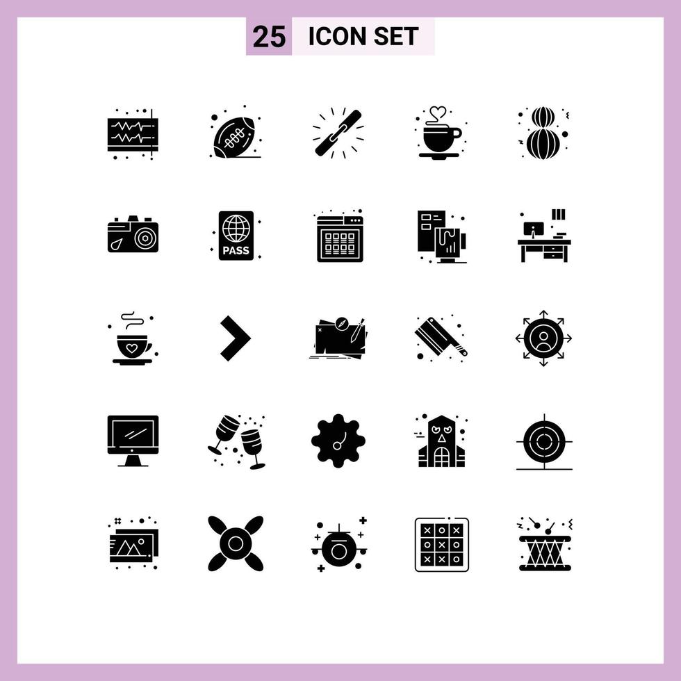Group of 25 Solid Glyphs Signs and Symbols for eight march love link cup web Editable Vector Design Elements