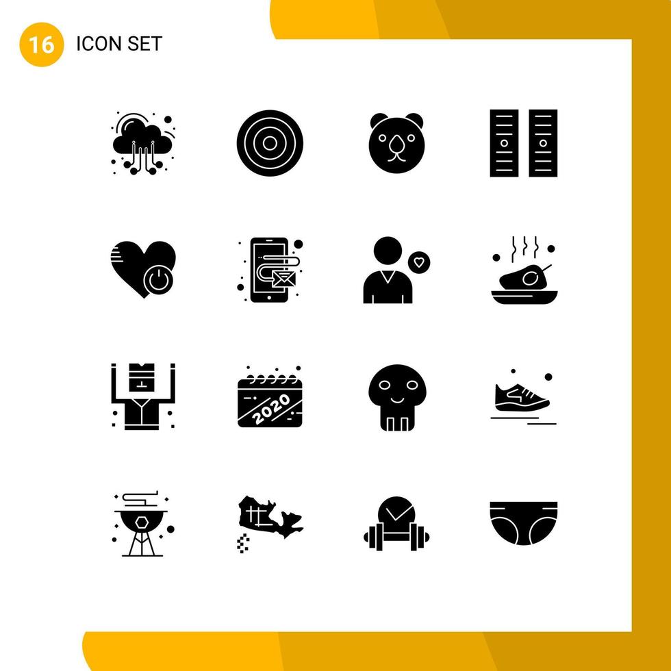 16 Creative Icons Modern Signs and Symbols of heart off bear shutdown hosting Editable Vector Design Elements