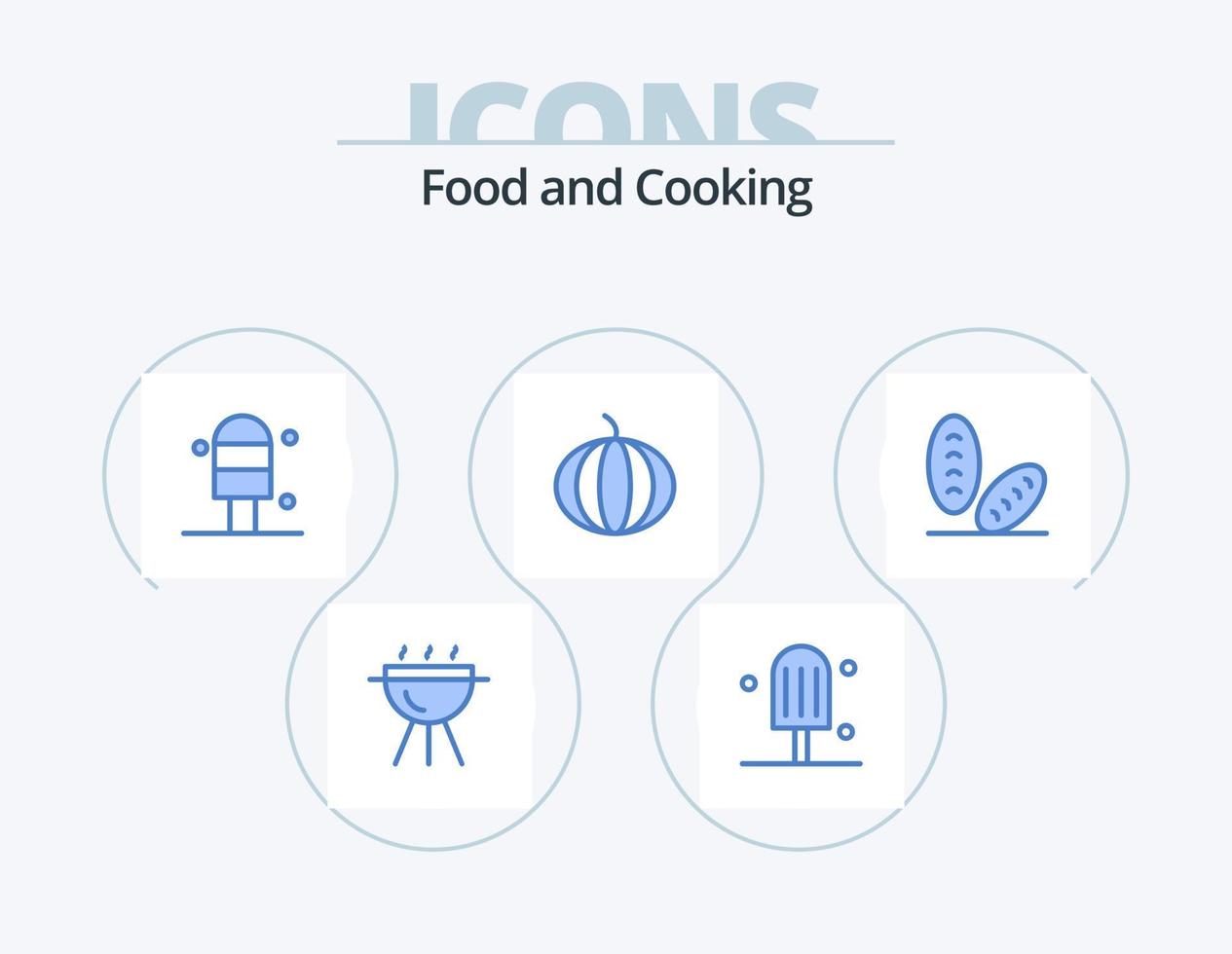 paquete de iconos azul de alimentos 5 diseño de iconos. . calabaza. alimento vector