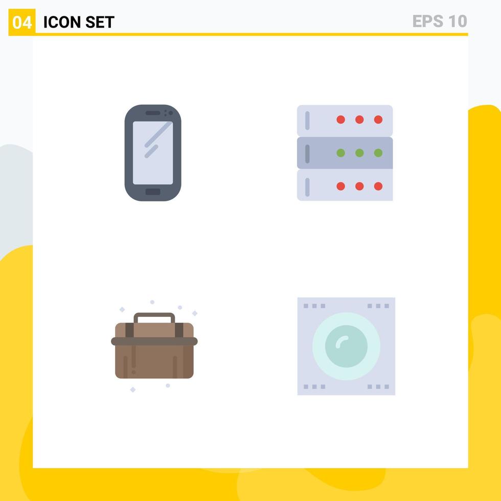 4 Flat Icon concept for Websites Mobile and Apps phone plumber huawei database system Editable Vector Design Elements