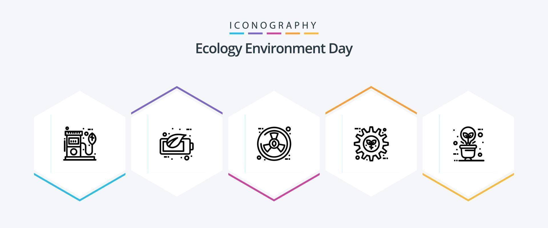 Ecology 25 Line icon pack including setting. gear. battery. energy. nature vector