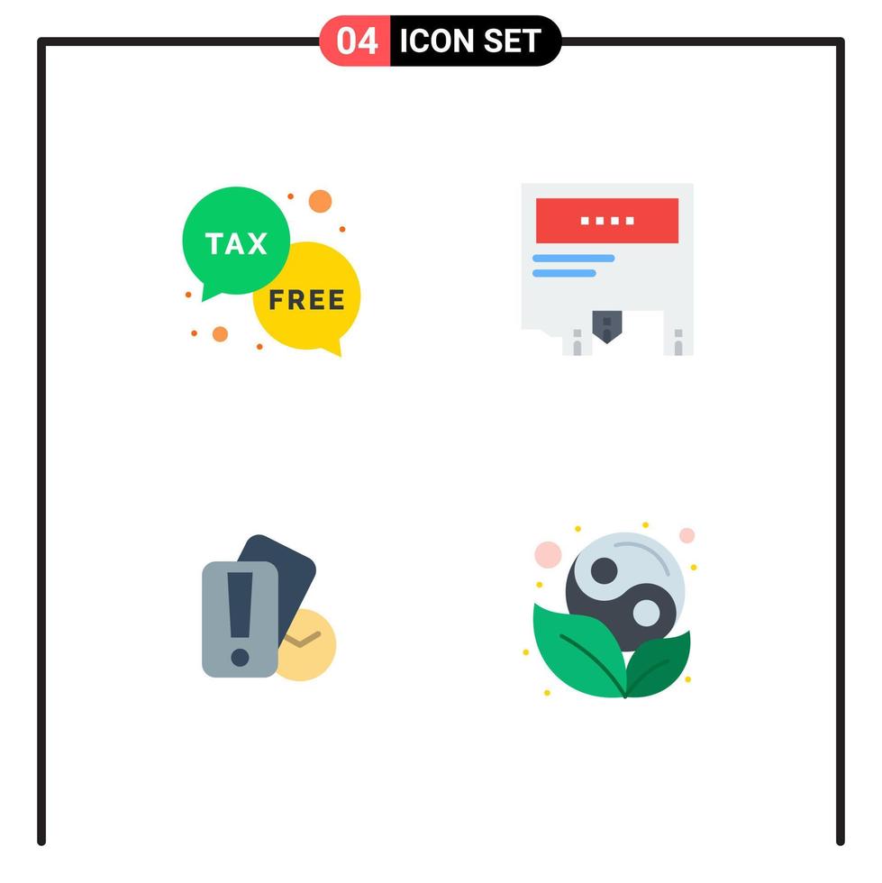 4 Universal Flat Icons Set for Web and Mobile Applications duty paper money advertising hand Editable Vector Design Elements
